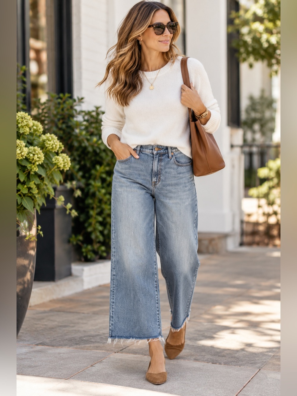 J.Crew Wide Leg Crop Jeans 31P Medium Wash Raw Hem Denim Petite